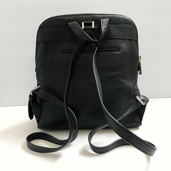 SILVER HARDWARE MICHAEL KORS BLACK RHEA SLIM PEBBLED LEATHER BACKPACK PURSE - Picture 5 of 9